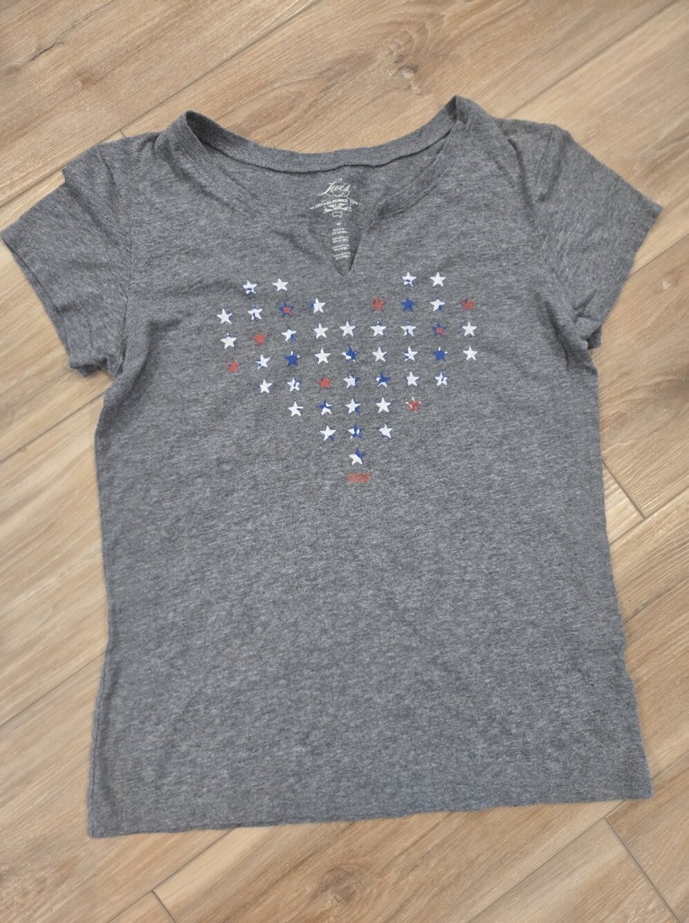 Levi's Gray Tee with Red, White & Blue Star Grid